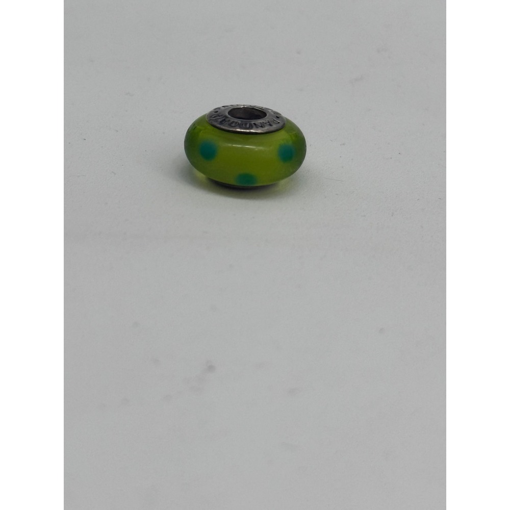 Retired Pandora Green Polka Dot Murano Glass Charm Item 790613